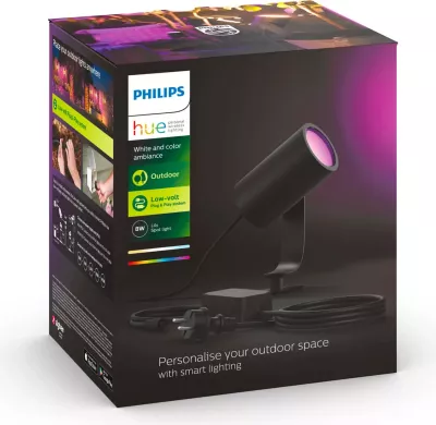 Dritë spot Philips Hue Lily Outdoor, Smart, LED, Alumini, E zezë