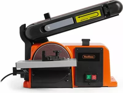 Shlifuese me rrip dhe disk VONHAUS 3500181 370W 100x915mm rrip / 150mm disk, portokalli/zi