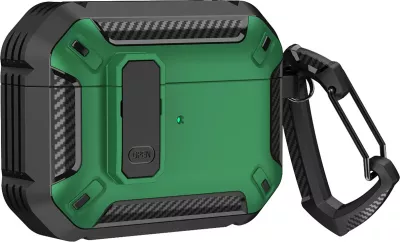 Mbështjellës Hurtel Pro Armor për AirPods 4 me karabiner, Gjelbër