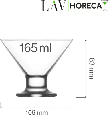 Kupë qelqi për akullore & ëmbëlsira LAV Florence 165 ml, transparente, set 12 copë