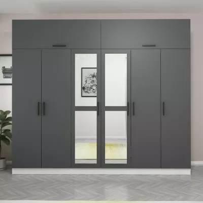 Dollap garderobe Skye Decor, anthracite dhe i bardhë, 270x255x52cm, 11 pjesë