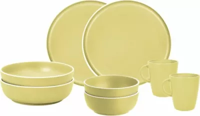 Set servisi kampingu BRUNNER Tête-à-Tête Dolomite, 8 copë, melaminë "Stone Touch", për 2 persona, i verdhë e hapur