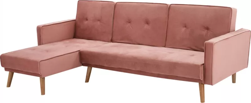 Divan qoshe i kthyeshëm TALIA FH3153.02 kadife në ngjyrë rozë e pluhurosur 267x153x85 cm