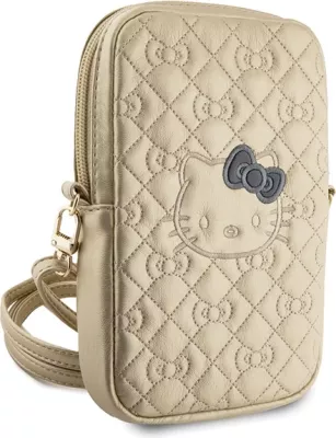 Çantë dore Hello Kitty Quilted Bows Strap, lëkurë artificiale, ari