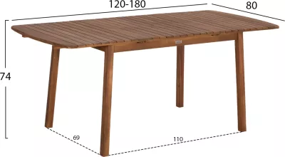 Tavolinë e zgjatshme ngrënie për jashtë FEY FH6520, dru akacie natyral, 120/180x80x74 cm