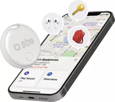 Tag gjurmues, SBS, Track My Circle, Apple Find My, alarm 90–100 dB, IP65, bateri CR2032, e bardhë, 1 copë
