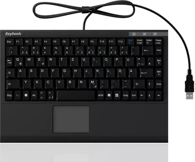 Tastierë mini KeySonic ACK-540U+, me touchpad, USB, QWERTZ, e zezë