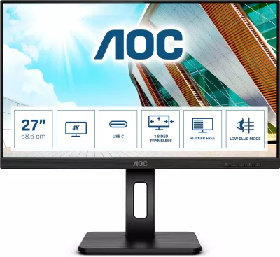 Monitor AOC U27P2CA, 27", 4K Ultra HD, LED, E zezë