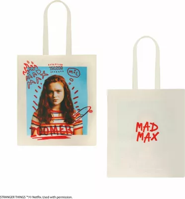 Çantë tote Cinereplicas Stranger Things Max Mayfield 42×38 cm poliester, krem