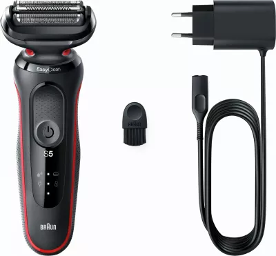Makinë rroje Braun Series 5 51-R1000s, 3 koka fleksibile, Li-Ion, e zezë/kuqe