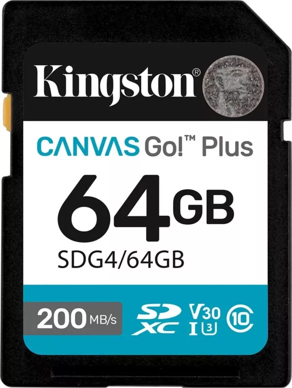 Kartelë memorie Kingston Canvas Go Plus Gen4 64GB SDXC, UHS-I, U3, V30, lexim 200MB/s