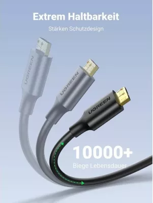Kabllo USB 3.0 UGREEN 10840 USB-A në Micro-B, 0.5 m, e zezë