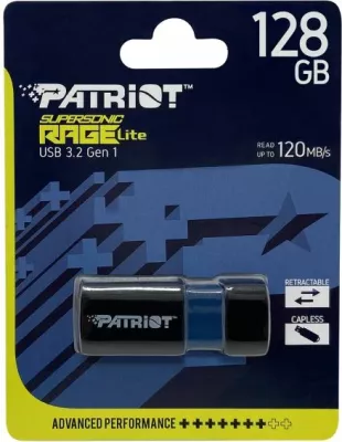 USB flash PATRIOT Supersonic Rage Lite PEF128GRLB32U 128GB USB 3.2 Gen 1 120MB/s, zi/kaltër