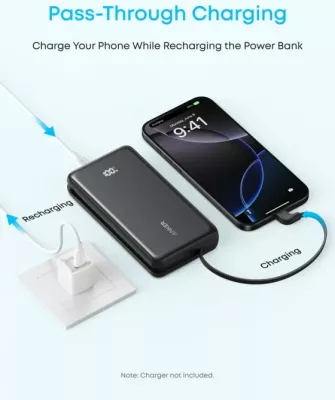 Powerbank Anker Zolo A110E 20000 mAh 22.5W me kabllo USB-C të integruar, e bardhë