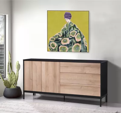 Pikturë dekorative Floral Lady, shumëngjyrëshe, dru natyral, 80x80x5cm