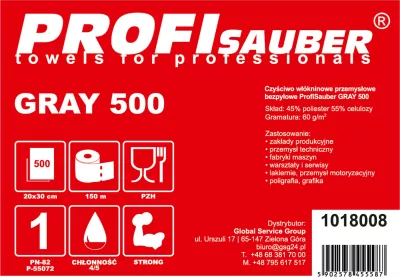 Letër pastruese industriale ProfiSauber GRAY 500, 500 fletë, gri