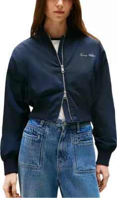 Jakne bomber për femra Tommy Hilfiger REG CROPPED BO WW0WW45634, kaltër e errët [Madhësia: L]