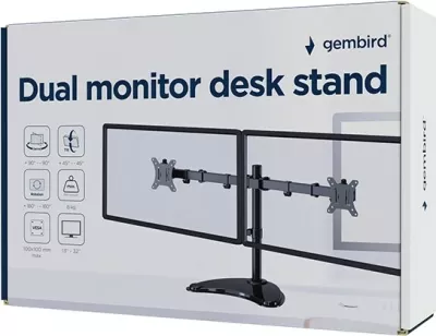 Mbajtëse tavoline për monitorë Gembird MS-D2ST-02, për 2 monitorë, 13-32", e zezë