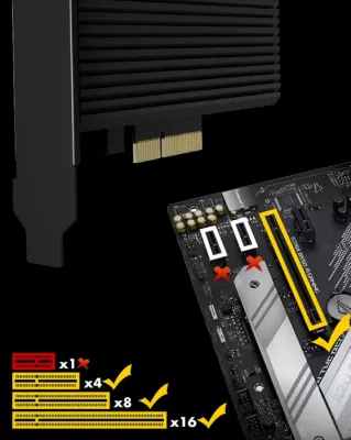 Adapter PCIe për SSD M.2 NVMe ICYBOX IB-PCI208-HS, PCIe 4.0 x4, 1x M.2 (2230-2280), me heatsink, Black, me bracket Full/Low Profile
