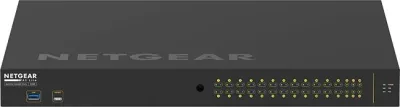 Switch i menaxhueshëm NETGEAR M4250-26G4XF-PoE+, 24 porte Gigabit, 4 SFP+, PoE+, rackmount, i zi