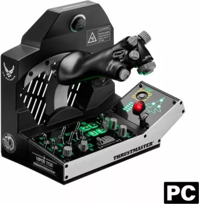 Sistem throttle për simulator fluturimi Thrustmaster Viper TQS Mission Pack për PC, replikë metal 1:1, 64 butona, Worldwide Version, zi/argjendtë