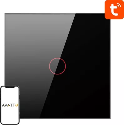 Kasë ndriçimi inteligjente Avatto ZTS02-EU-B1, 1 buton, ZigBee, e zezë