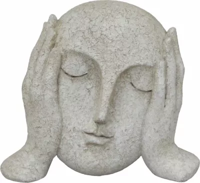 Dekor skulpturë fytyre THINK, ngjyrë e bardhë e zbehtë, 19.5x8x16.2cm