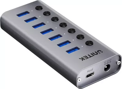 Hub USB-A 3.0 Unitek H1314A01-EU, 7 porte, Gri