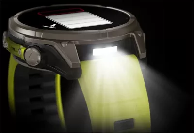Smartwatch Garmin fēnix® 8 Solar, Sapphire, Titanium with Amp Yellow / Graphite silicone strap, 47 mm