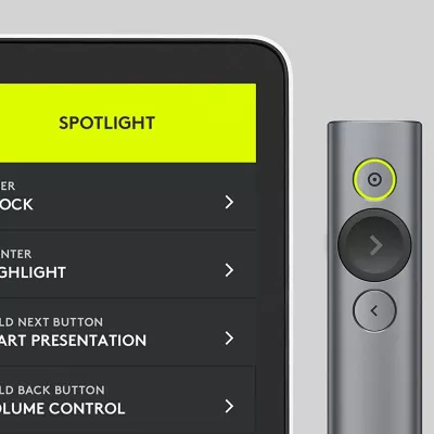 Telekomandë prezantimi Logitech Spotlight 910-004861 30 m Bluetooth/2.4 GHz me kasë, argjendtë