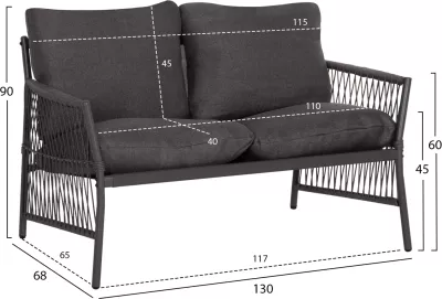 Set lounge për jashtë, 4 ulëse, DEANDRA FH6507.01, metal & jastëkë, ngjyrë gri