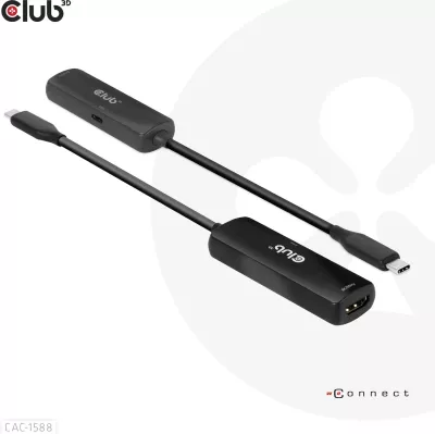 Adapter USB Type-C në HDMI Club3D CAC-1588, 8K60Hz, HDR10+, i zi