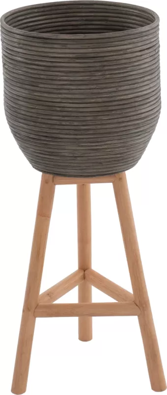 Vazo dekorative prej Rattan me këmbë bambu FH7815 31x30x80H cm. NATURAL-GREEN