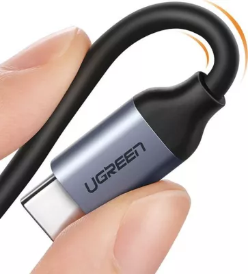 Adapter AV Ugreen CM231 USB-C në 3.5mm + USB-C, PD/QC 30W, gri