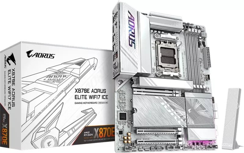Pllakë amë GIGABYTE X870E AORUS ELITE WIFI7 ICE, AM5, ATX, 4x DDR5, WiFi 7, e bardhë