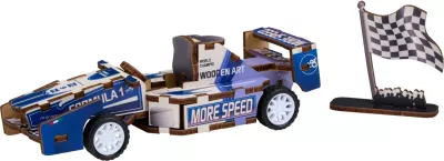 Puzëll 3D prej druri BD VOZICKI 55971-FORMULA, 32 pjesë, pull-back, blu/bardhë