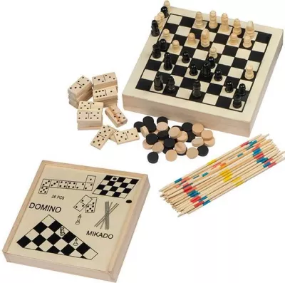 Set lojërash MACMA 21151, kuti druri, 4 lojëra