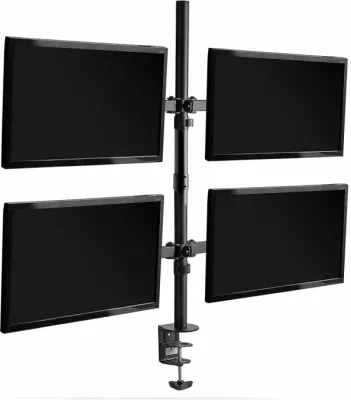 Mbajtës desktop për 4 monitorë VONHAUS 3000113 deri 32", VESA 75x75/100x100, 8 kg për ekran, i zi, set për 4 monitorë