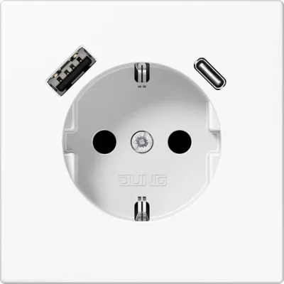 Prizë muri Jung LS1520-15CAWW SCHUKO me USB-A & USB-C, 16A, e bardhë