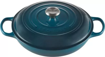kaserolë e cekët, Le Creuset Signature Shallow Casserole round 30cm 21180306422430, gize, me kapak, Deep Teal