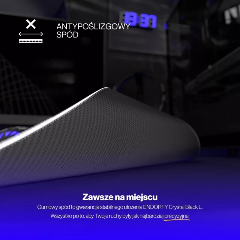 Mauspad Endorfy Crystal Black L, për lojtarë, ngjyrë bardhë e zi
