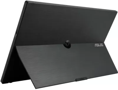 monitor portativ, Asus, ZenScreen MB16AHV, 15.6" Full HD IPS, USB‑C dhe Mini‑HDMI, auto‑rotacion, sipërfaqe anti‑reflektive, filtër Blue Light, antibakterial, e zezë/blu