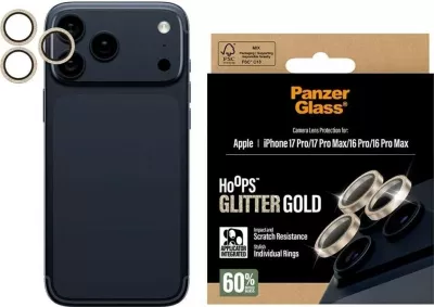 Mbështjellës PanzerGlass Hoops Glitter për iPhone 16 Pro/16 Pro Max/17 Pro/17 Pro Max, ari