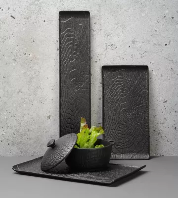 Pjatë për pasta Fine Dine Crust 275 mm, porcelan, e zezë, set 3 copë