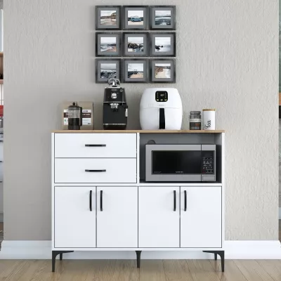 Dollap multifunksional Hanah Home, JE166 - 3283, ngjyrë e bardhë dhe arre