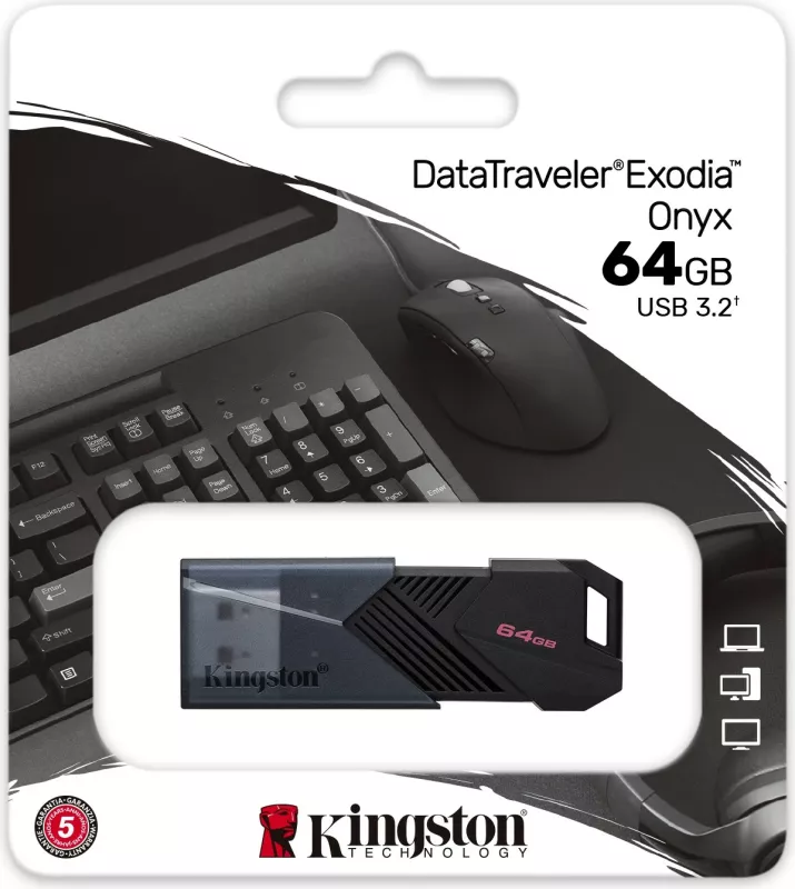 USB Kingston DataTraveler Exodia Onyx 64GB, USB 3.2 Gen 1, e zezë