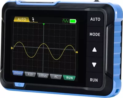 Oskiloskop portabël 2‑në‑1 me gjenerator sinjali, FNIRSI DSO153, 1 MHz, 5 Ms/s, bateri 1000 mAh, USB‑C, set me sondë P6100