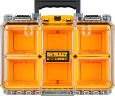 Organizator i thellë veglash Dewalt ToughSystem 2.0 DWST83392-1, IP65, 370 x 130 mm, 6 kupa të heqshme, e verdhë/zezë