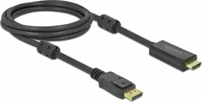 Kabëll DisplayPort në HDMI DeLOCK 2m, 4K 60Hz, i zi