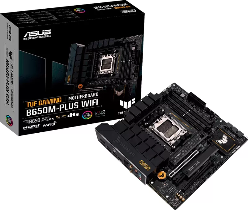 Pllakë amë ASUS TUF Gaming B650M-PLUS WIFI, AM5, mATX, DDR5 4xDIMM, 2x M.2, 4x SATA, 2.5GbE, Wi‑Fi 6, Bluetooth 5.2